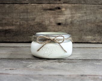 Painted Mason Jar - Business Card Holder - Desk, Office Decor - Unique Gift - Coin Holder - Soap Holder - Bridal Shower Gift - Small Jar