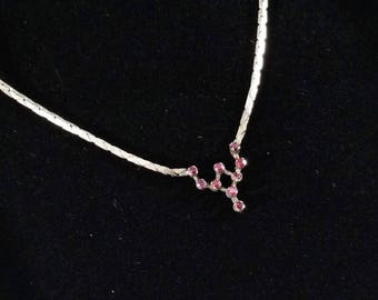 Chain necklace silver 835 and 9 rubies 50s vintage SK597