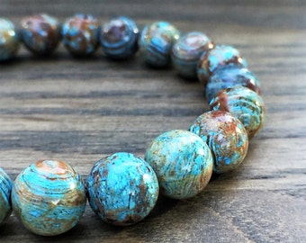 Gemstone and Wood Beaded Bracelets for Men and by BirdtreeJewelry