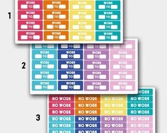 Work/ No Work Schedule Planner Stickers for Erin Condren Life Planner, Organizer Planner, Teacher Planner, Daily Planner
