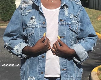 Sale 15% OFF Vintage Denim Jacket distressed custom various vintage brands levis gap lee wrangler unisex clothing mens denim jacket womens d