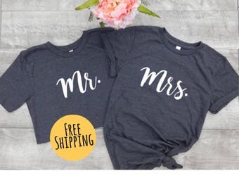 Wedding shirts, groom shirt, bride shirt, Mr and Mrs Shirts, Hubby Wifey Shirts, Honeymoon Shirts, Newlyweds, Couples Shirts, Wedding Gift
