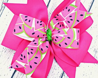 Watermelon Hair Bow, Watermelon Hair Clip, One In a Melon Bow, Watermelon Party Bow, Watermelon, Bright Pink Watermelon Hair Bow, Melon Clip