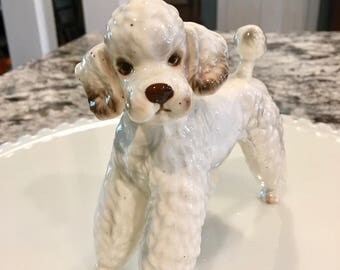 Lefton Bone China Poodle//Figural Statue H03103//Shabby Chic Decor//Lefton Collectible//Vintage Lefton Figurine