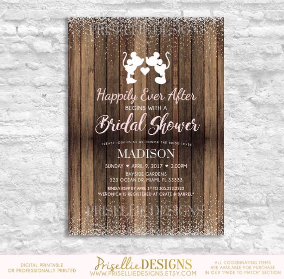 Rustic Disney Bridal Shower Disney Bridal Shower Invitation