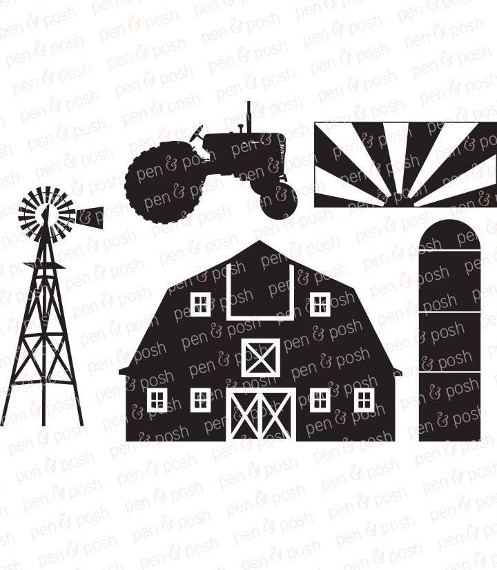 Download Farm SVG Tractor SVG Farm DXF Farm Silo Farm Windmill