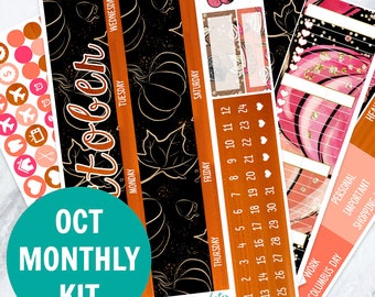 October Monthly View Sticker Kit (120 + Planner Stickers) (Stickers for Erin Condren Life Planner and MAMBI Happy Planner)