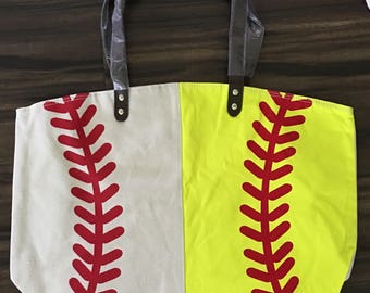 Baseball or Softball Tote, Baseball or Softball Bag, Personalized, Monogrammed, Baseball or Softball mom, Sport