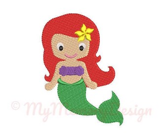 Little Mermaid Embroidery Design - Girl Embroidery Pattern - Machine embroidery digital dowload file - INSTANT DOWNLOAD 6 size