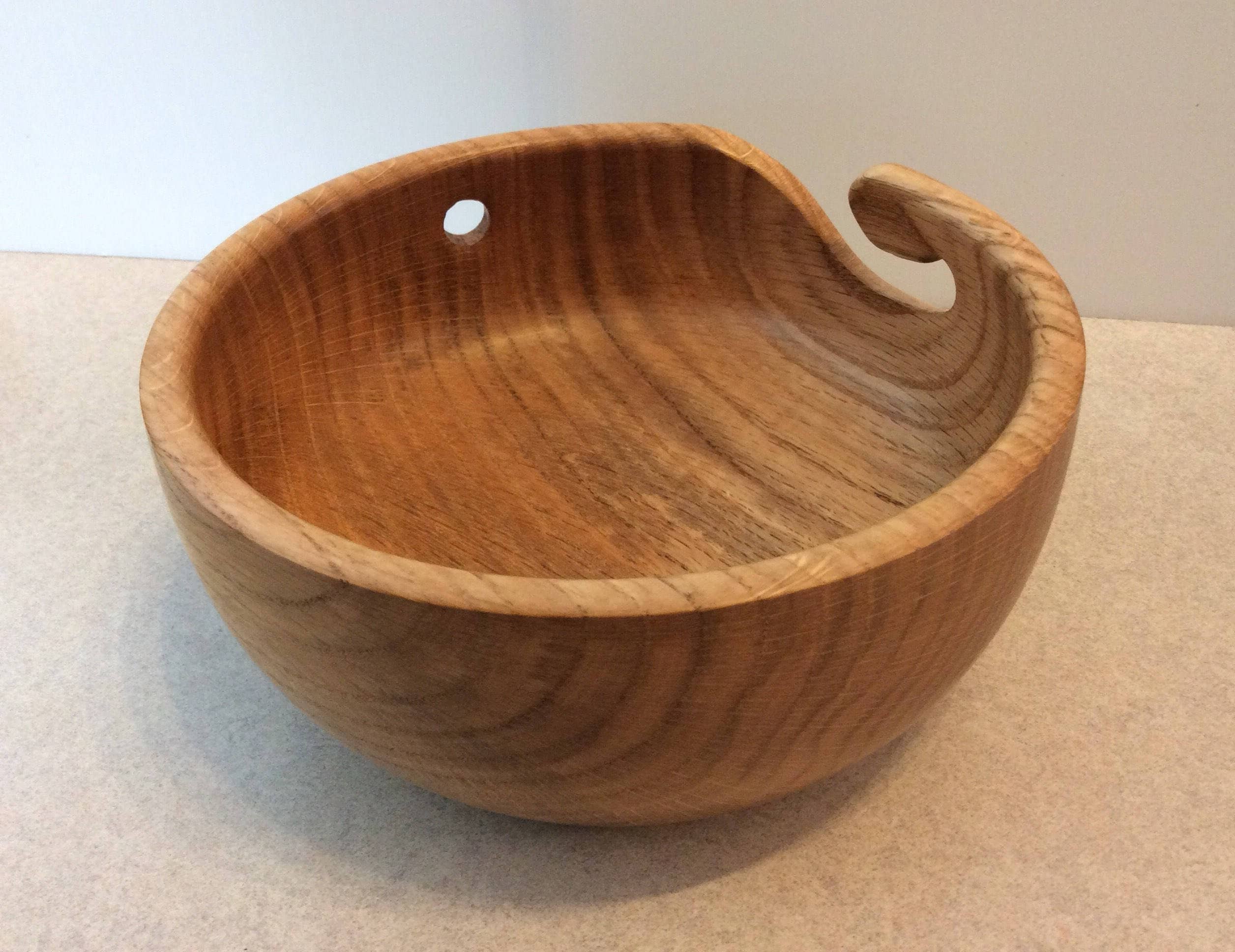 Large wooden Yarn Bowl hand turned yarn guide needle rest