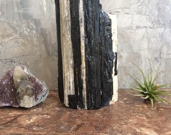 Summer Sale - Large Black Tourmaline Cluster with Quartz & Mica
