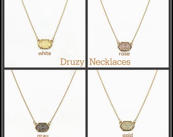 Oval Druzy Drusy Choker Pendant Necklace / Oval Pendant / Druzy / Drusy / SALE / Druzy Agate Crystal Necklace / Rose Druzy / Gold Druzy