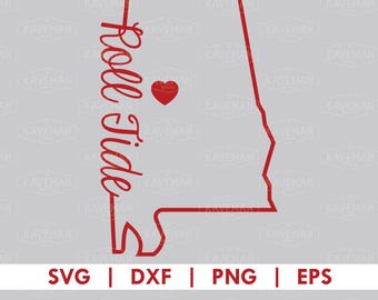 Alabama Crimson Tide Roll Tide State Outline SVG DXF Silhouette Cameo Cricut Cut File