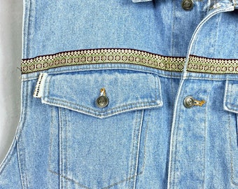 INDIAN SUMMER • Jeans vest • L • Denim • Boho vest • Vintage • Light blue jeans •