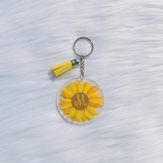 Sunflower Key Chain Keychain Tassel Keychain Monogram