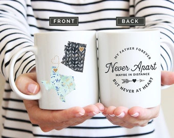 Dad Long Distance Mug, Long Distance Mug for Dad, State to State Dad Mug, State to State Mug, Moving States Mug for Dad, Long Distance Mug