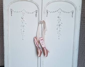 Vintage, Chic, Shabby, 1930's, Armoire, Cabinet, Handpainted, White, Wardrobe,