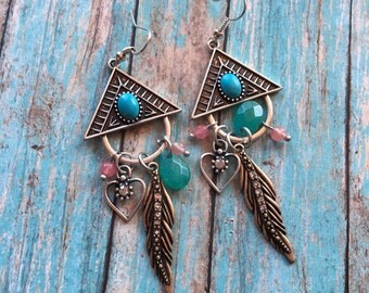 Southwest Boho Earrings, Southwest Jewelry, Boho Jewelry, Boho Earrings, Southwestern Earrings, Hippie Jewelry