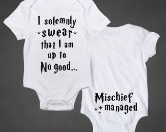 Mischief Managed Onesie, Two-sided Harry Potter Onesie, Fandom Onesie, newborn infant baby bodysuit