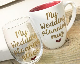 Wedding planning glass, engagement gift, engagement gifts for best friend, engagement gift for bride, engagement gifts for her, engagement