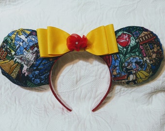 Beauty & the Beast Stained Glass Mickey Ears