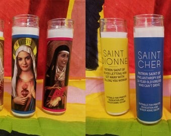 Celebrity & Character Prayer Candles - Clueless, Romy Michele, Manson, Lil Kim, Nancy Downs, Fiona Goode, Beyonce, Honey BooBoo