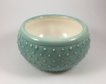 Aqua and White Ceramic Bowl