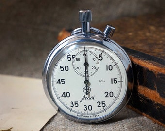 Vintage Soviet STOPWATCH CHRONOMETER -Mechanical pocket watch ussr-Stopwatch 2 Button Soviet USSR -Christmas gift