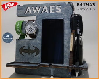 Mens birthday gift, Gift for Men, Personalized Docking Station, Gift for Him, Gift for Husband, Gift for Dad, Iphone Dock, Batman Gift Idea