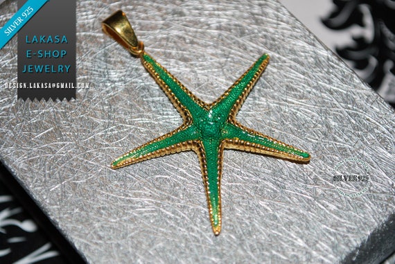 Sea Star Sterling Silver Gold plated Pendant Jewelry Love Woman Unisex Men Marine Hope Freedom Beautiful Sea Summer Greece Seestern Starfish