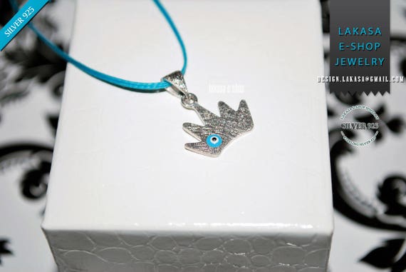 Crown Necklace Enamel Blue Eye Sterling Silver white Gold plated Religious Handmade Jewelry Baby Boy Girl Baptism Newborn My Princess Prince
