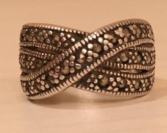Vintage Marcasite Sterling Silver 925 Ring -Size 5