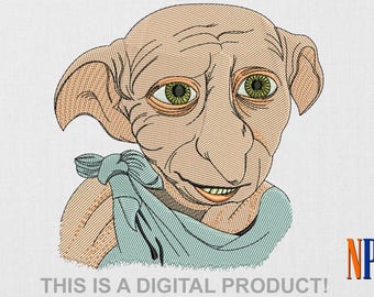Dobby machine embroidery design. Harry Potter embroidery. House Elf. Hogwarts School of Witchcraft and Wizardry. Embroidery file.