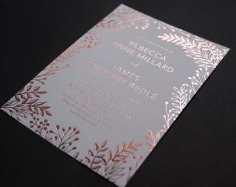 Rose Gold Foil Copper Invite Letterpress Wedding Invitations Rustic Bohemian Set 20 Rose Gold Foil Copper Invite Letterpress Wedding Invitations Rustic Bohemian Set 20