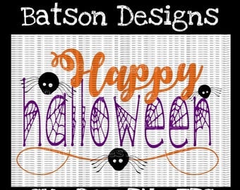Happy Halloween Download for Cutting Machines | Girls Boys Spider Web Cursive SVG Eps Dxf Png cutting files