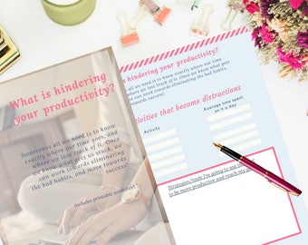 Productivity Planner - Growth Mindset, Personal Growth, Back to School, Printable PDF Worksheet
