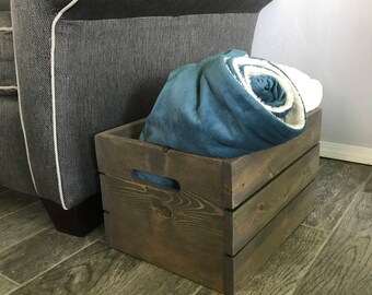 Wooden Crate Rustic Crate Pallet Style Crate Storage Crate Storage Bin Storage Basket Wooden Storage Crate Toy Bin Dog Toy Crate
