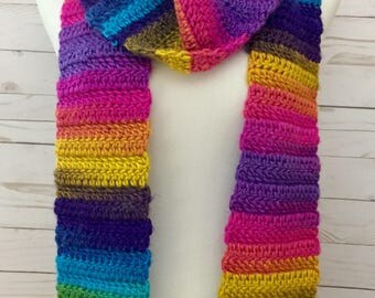 Rainbow Scarf, long scarf, crochet scarf, scarf