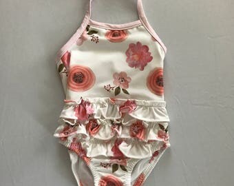 Ruffled Floral One Piece Swimsuit