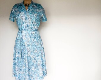 Vintage Blue Floral Dress, New Zealand Made, Womens Vintage, True Vintage, Vintage Dress, Dresses, Floral Dress, Vintage, SZ 8 - 10 US