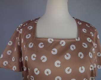 Vintage 70s Midi Dress - Beige Bleeker Street Dress