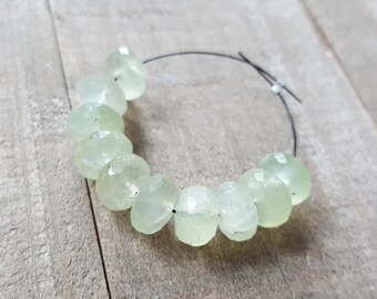 Large Light Green Prehnite Faceted Rondelle Beads 8mm