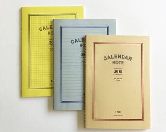 LIFE CALENDAR NOTE 2018 ( A5 - Plain / Ruled / Section ) | japanese planner, journal | planner A5 | japanese notebook | japanese stationery