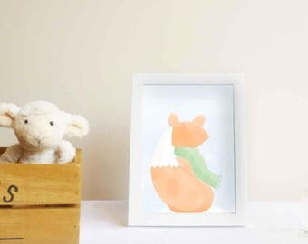 Fox with a scarf illustration art printable home decor