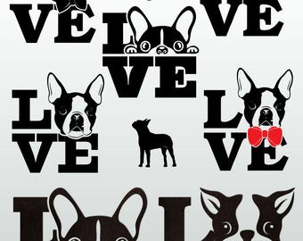 Boston Terrier Dog Love Digital Cut Files Svg Dfx Eps Png Silhouette SCAL Cricut Motivational Download DIY Paper Vinyl Die Cutting JB-762