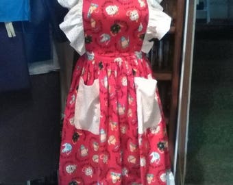 Red and White Coffee and Tea Pot Vintage Styled Apron