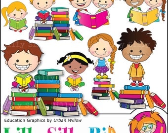 Education Clipart - Books and reading, Lilly Silly Billy, Super Sweet digital images for teachers aids and back to school.