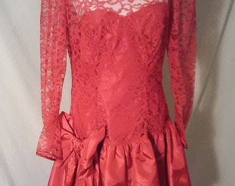 Vintage 1980s red prom dress
