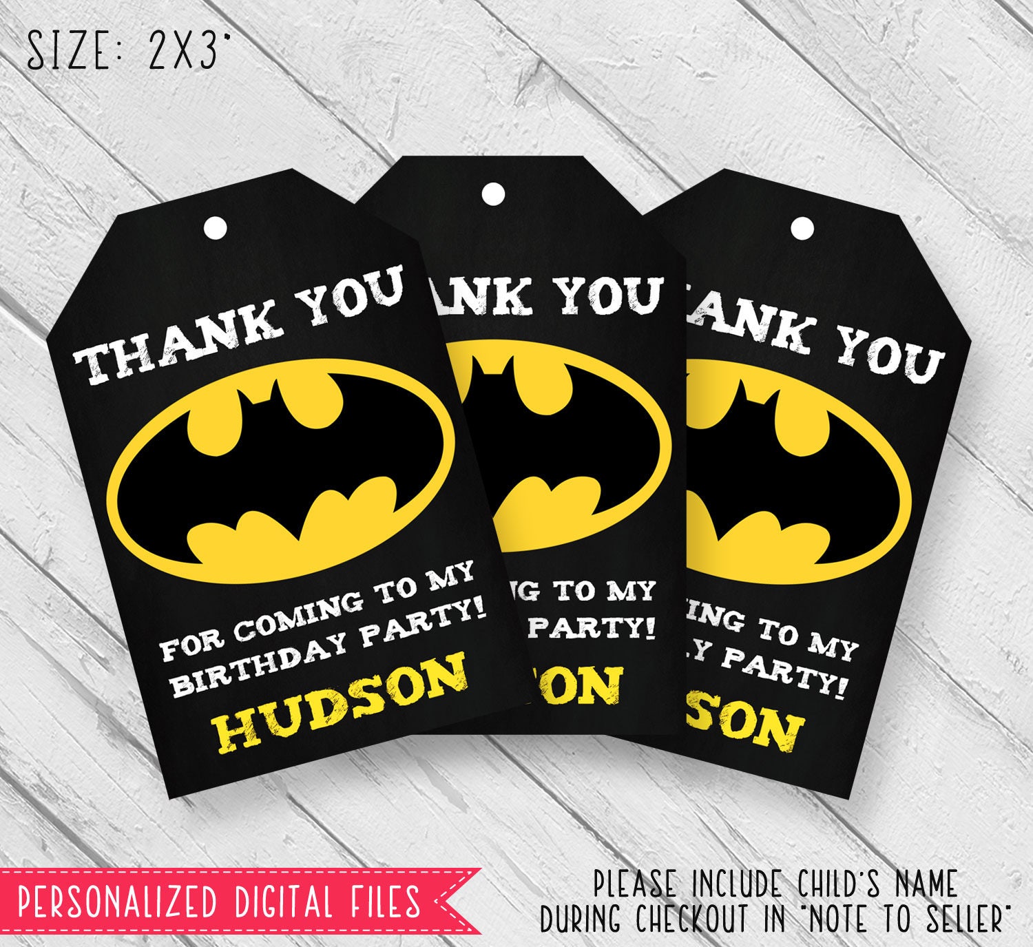 Batman thank you tags Batman thank you card Batman favor