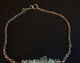 Aquamarine and silver chain bracelet